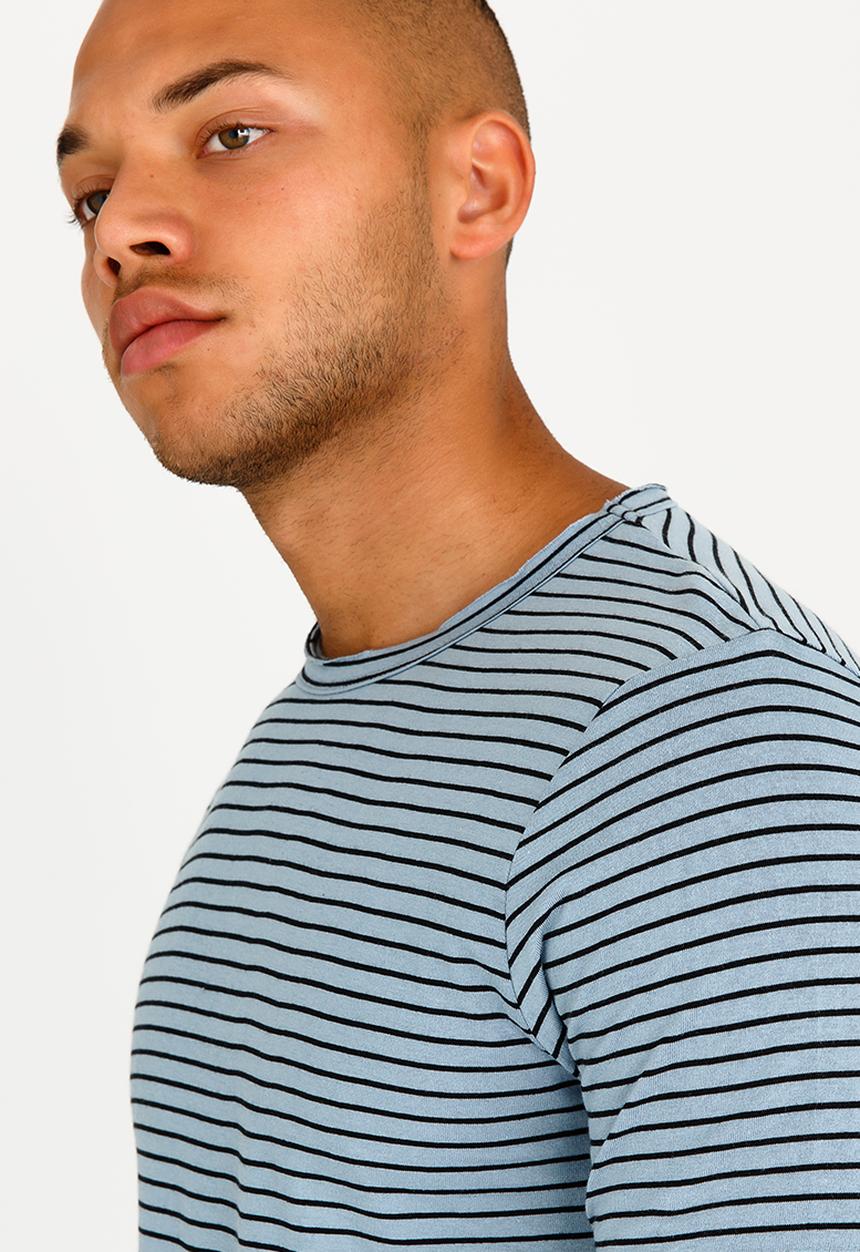 Only & Sons - Albert Stripe Slim Tee Mid Blue