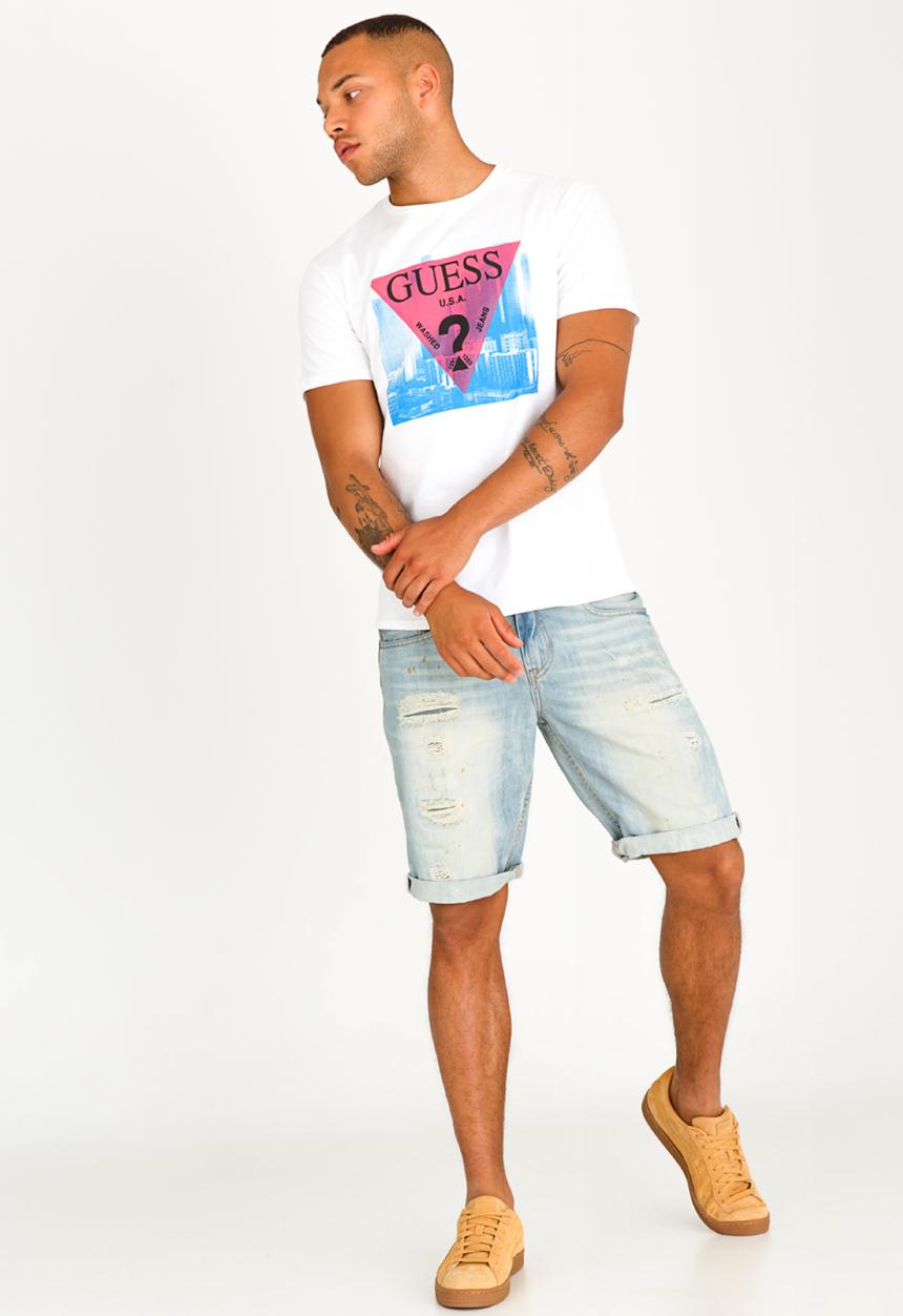 GUESS - Basic Pop Colour Logo Crew Tee White