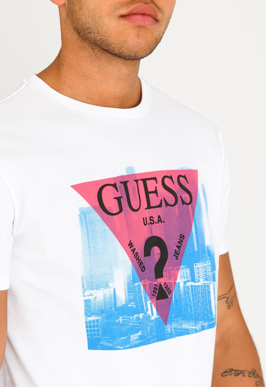 GUESS - Basic Pop Colour Logo Crew Tee White