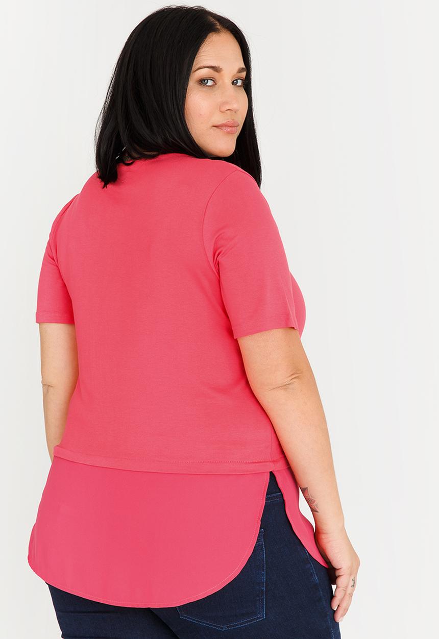 edit Plus - Combo Curved Hem Tshirt Cerise Pink