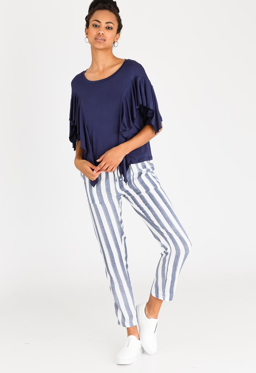 Slick - May-Ling Frill Styled Top Navy