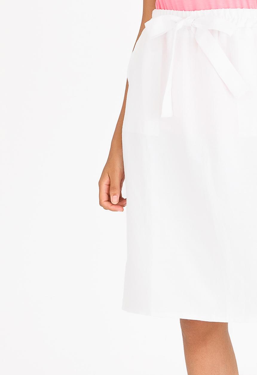 edit - Linen Blend Utility Skirt White