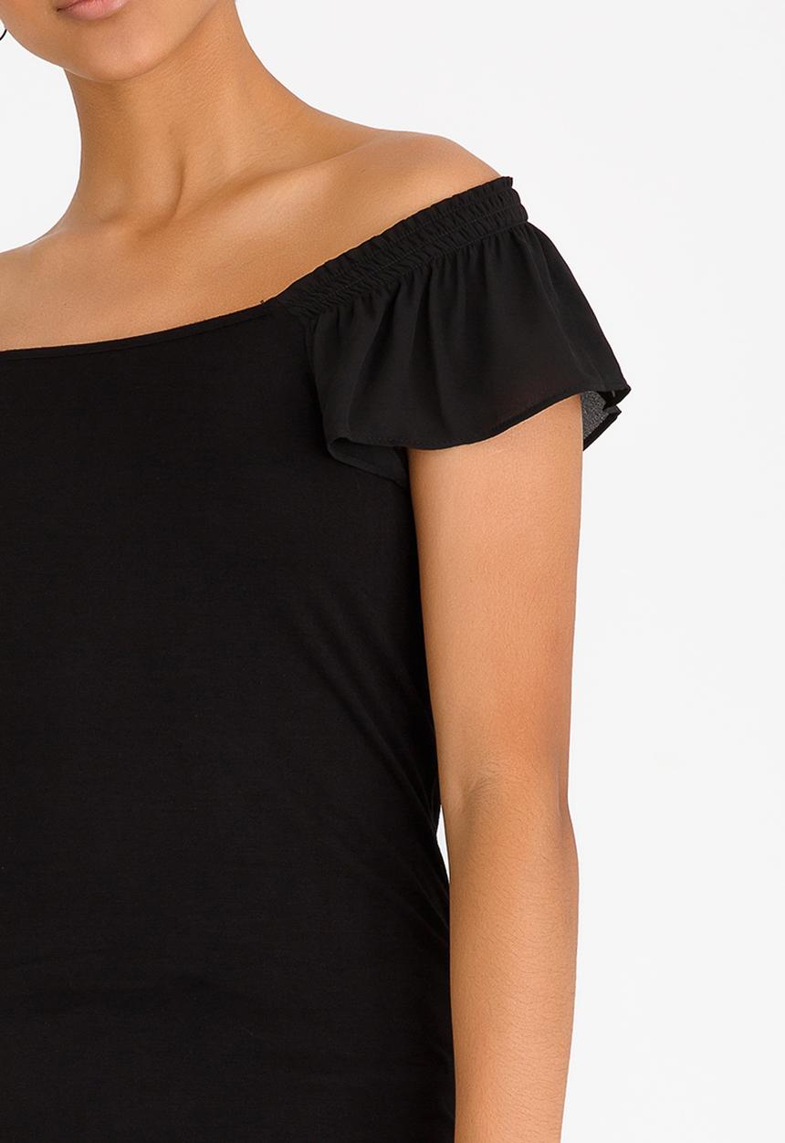 edit - Knit Top with Frill Sleeves Black