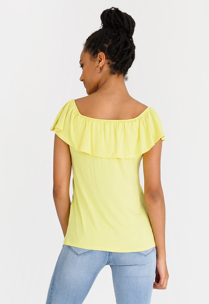 edit - Bardot Top with Frills Yellow