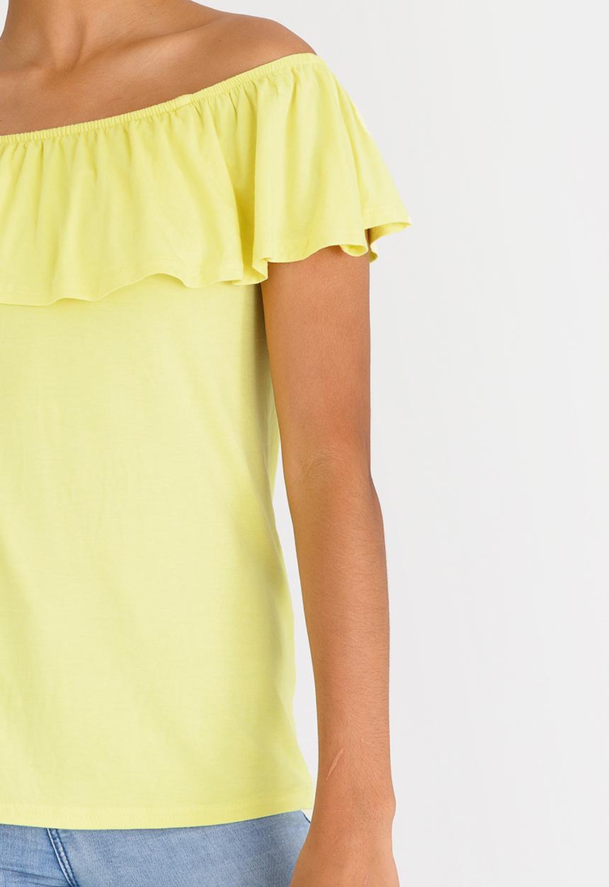 edit - Bardot Top with Frills Yellow