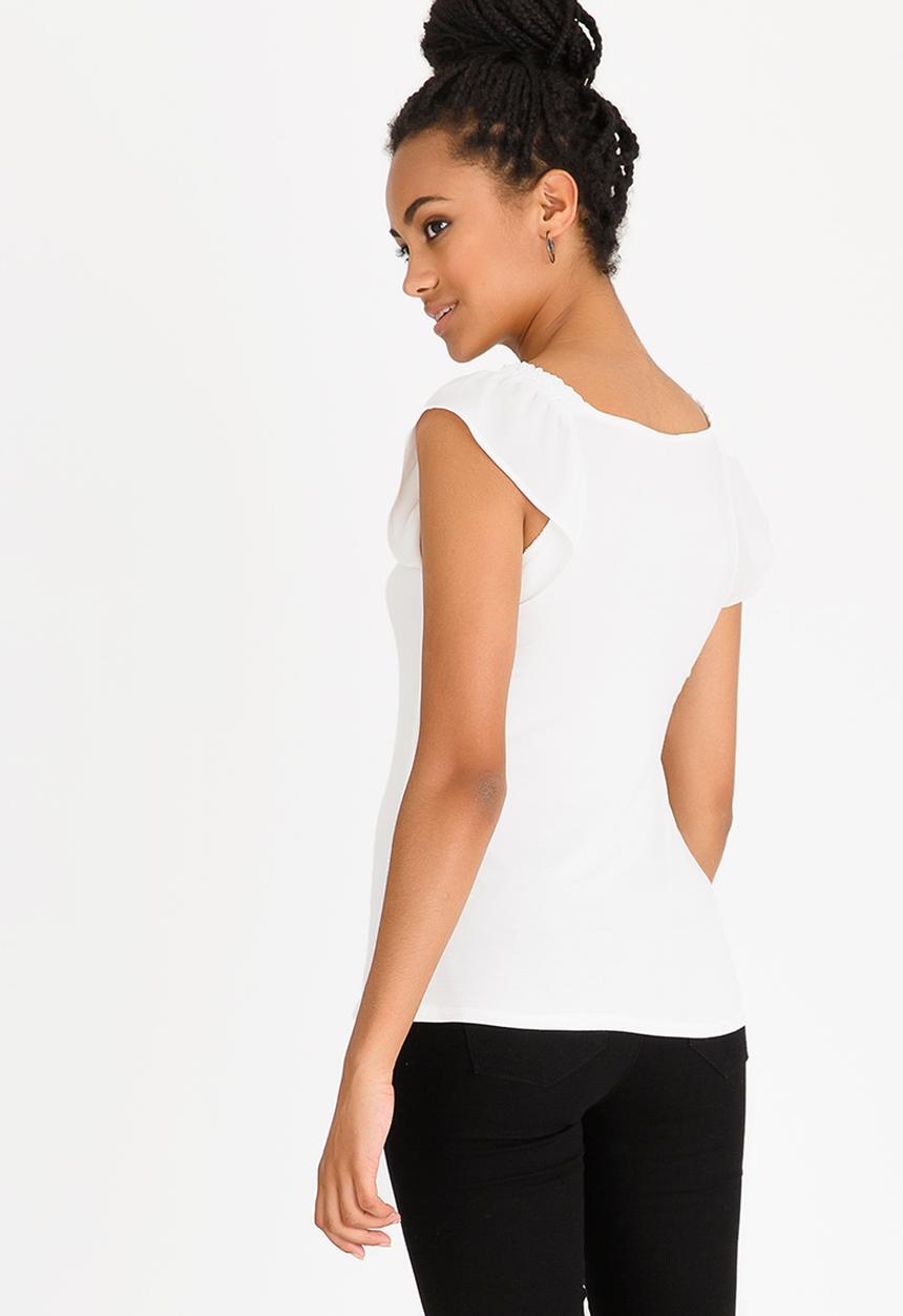 edit - Knit Top with Frill Sleeves Cream