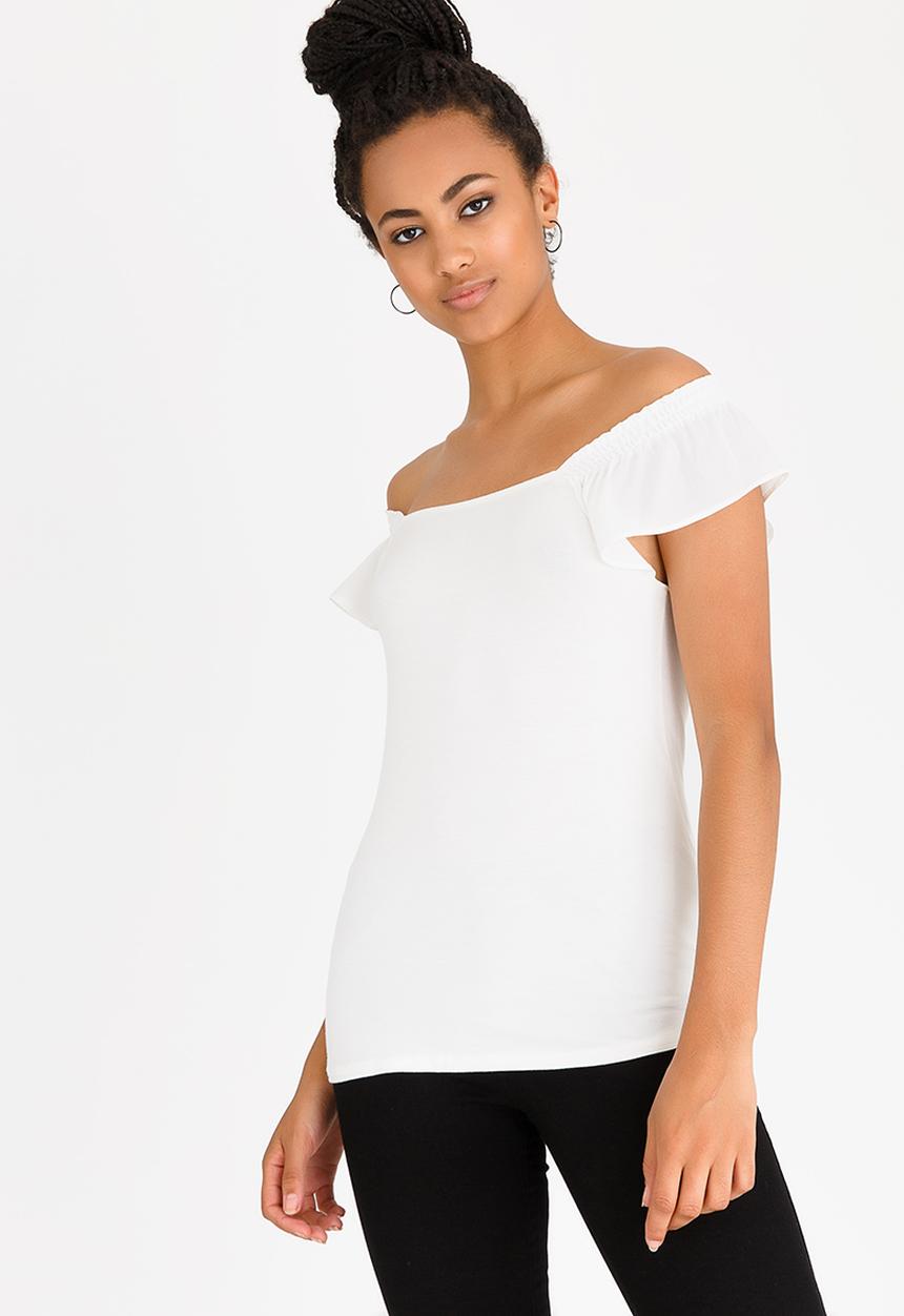 edit - Knit Top with Frill Sleeves Cream