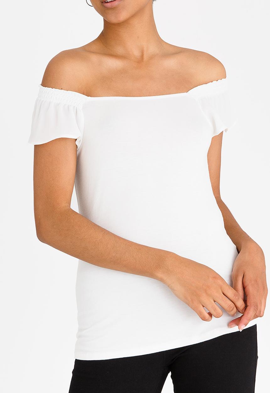 edit - Knit Top with Frill Sleeves Cream
