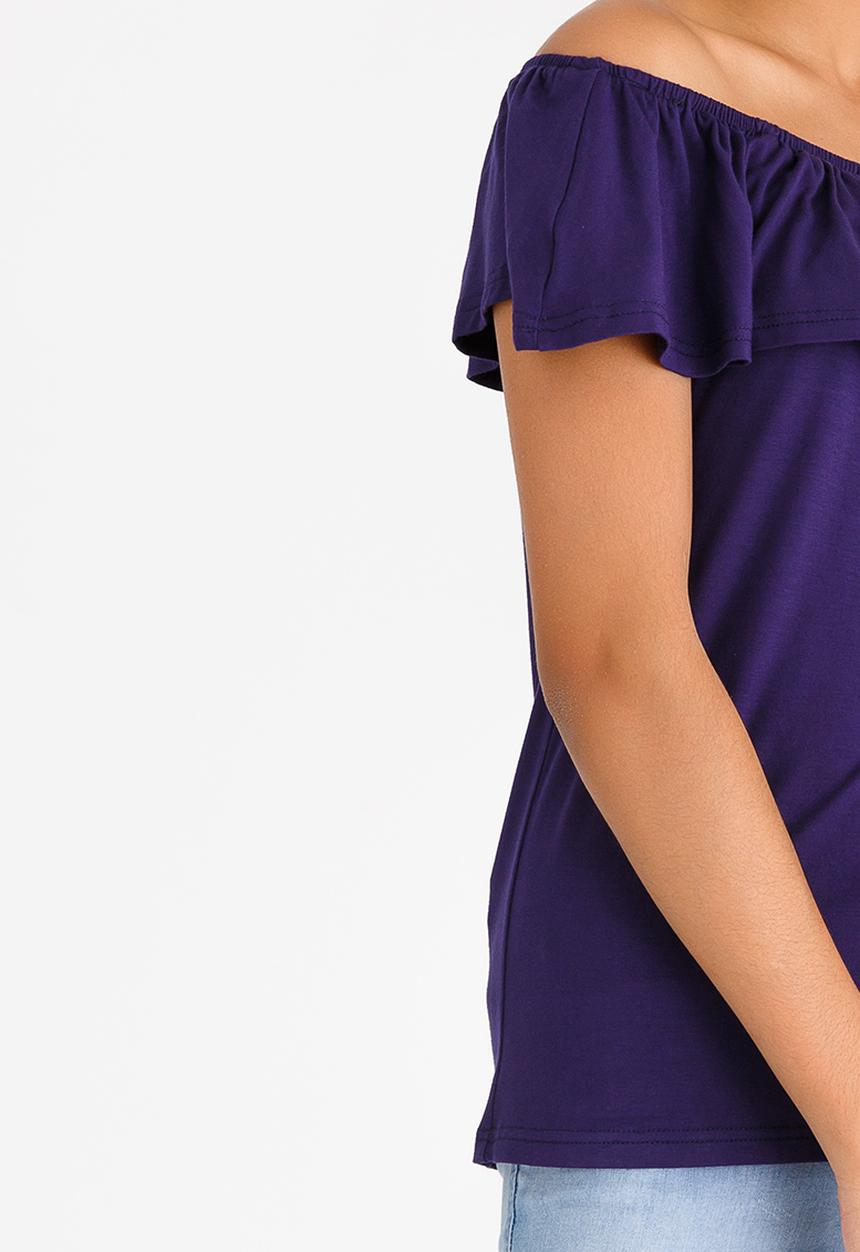 edit - Bardot Top with Frills Navy