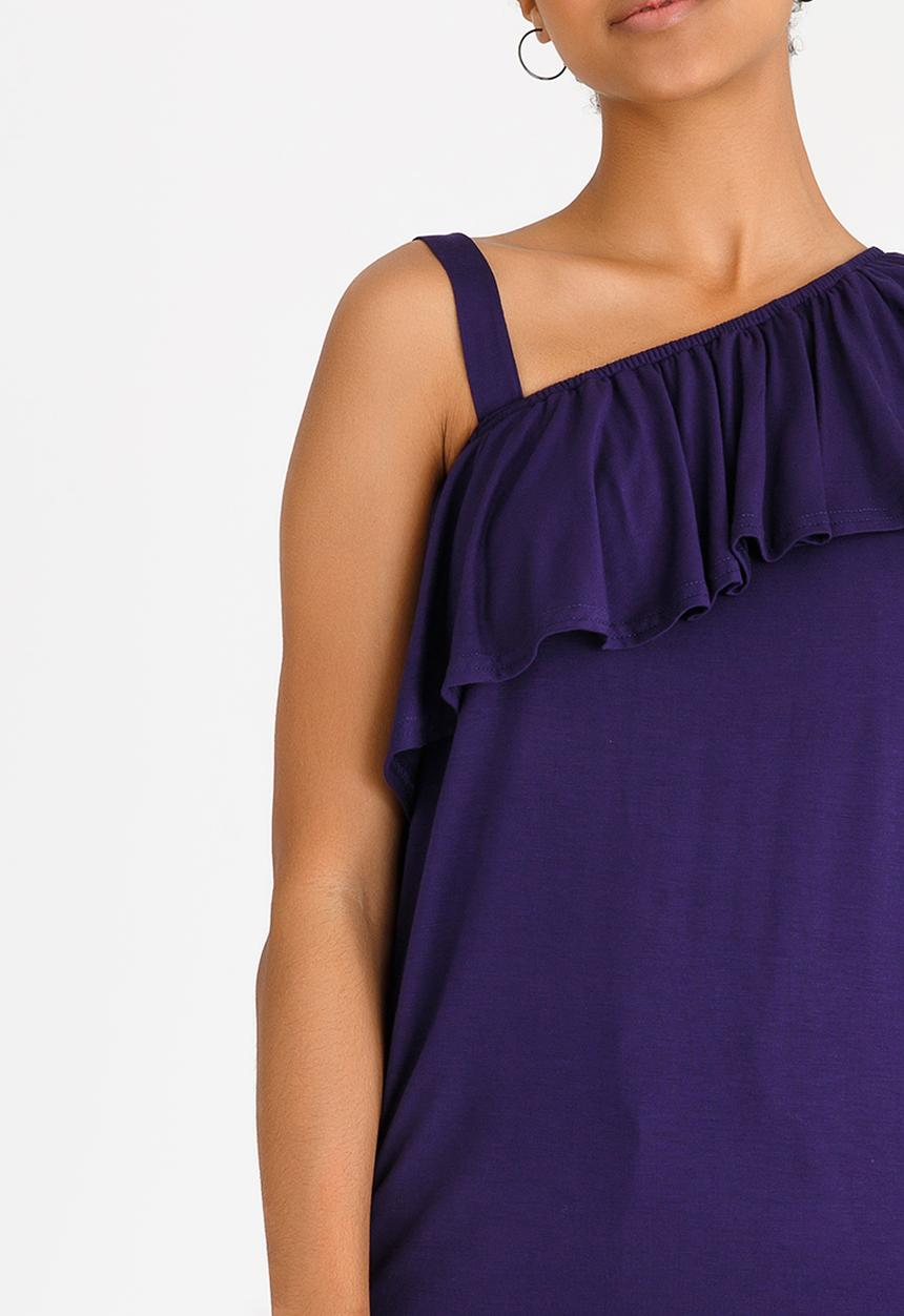 edit - One Shoulder Frilly Top Navy