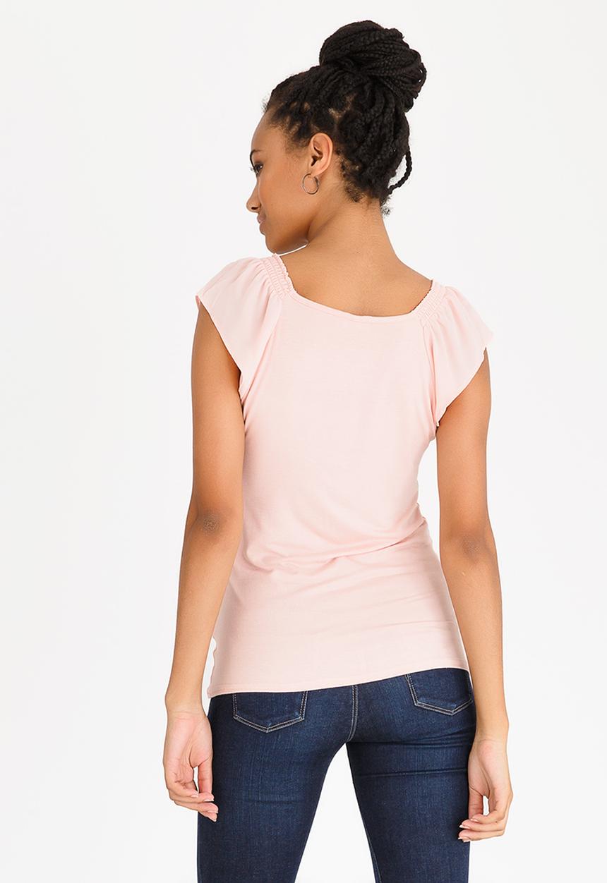 edit - Knit Top with Frill Sleeves Mid Pink