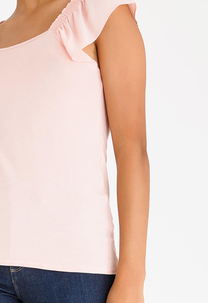 edit - Knit Top with Frill Sleeves Mid Pink