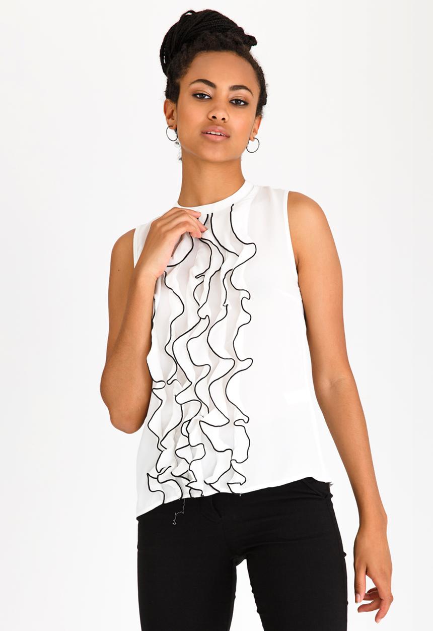 edit - Blouse with frills White