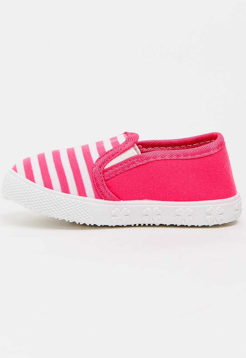 Pop Candy - Girls Stripe Slip On Sneaker Mid Pink