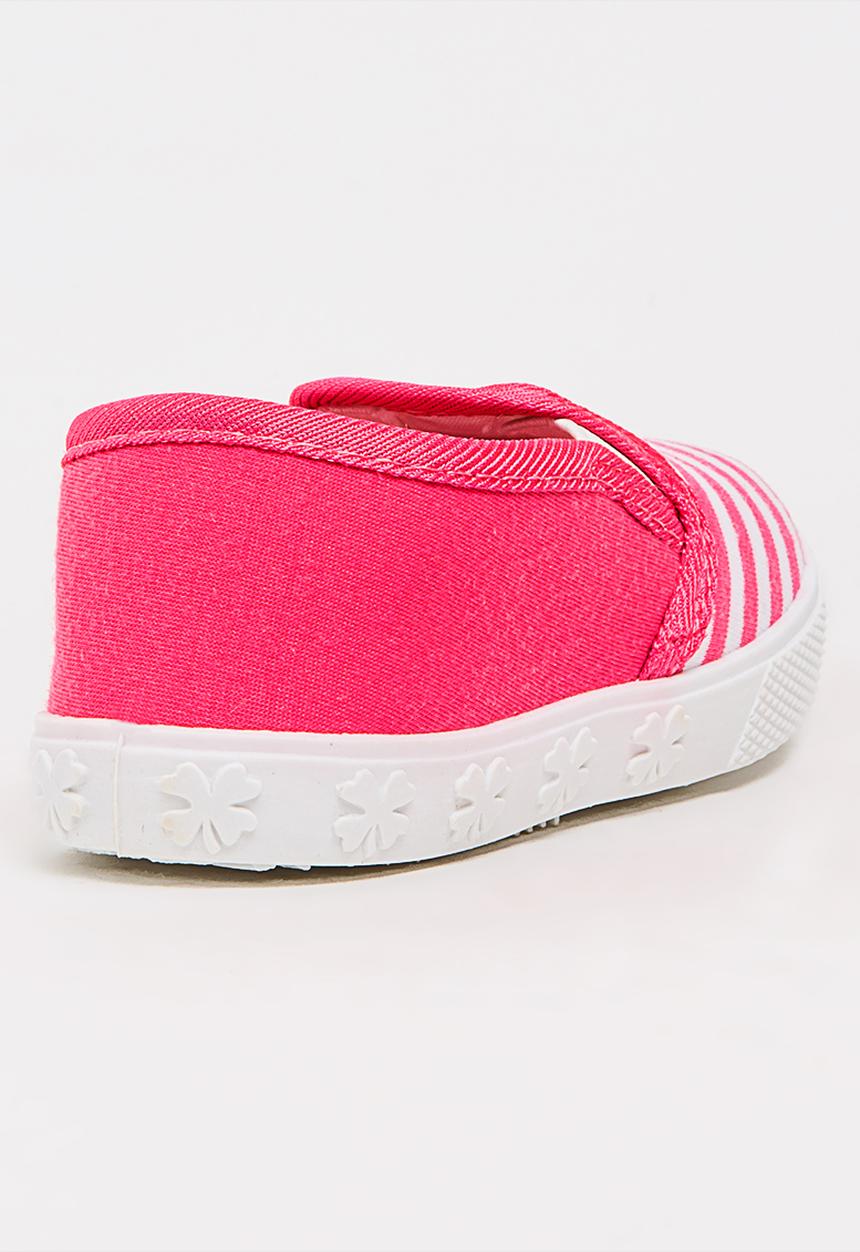 Pop Candy - Girls Stripe Slip On Sneaker Mid Pink
