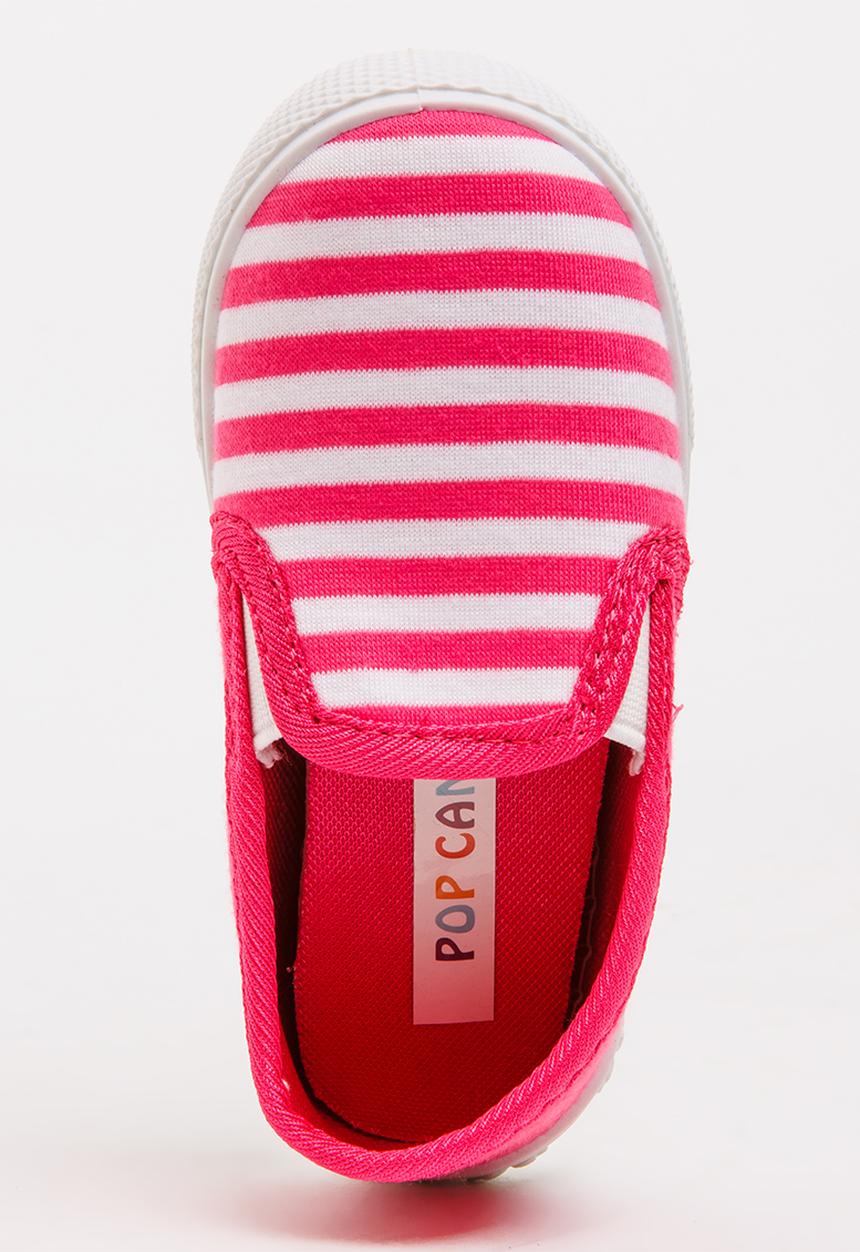 Pop Candy - Girls Stripe Slip On Sneaker Mid Pink