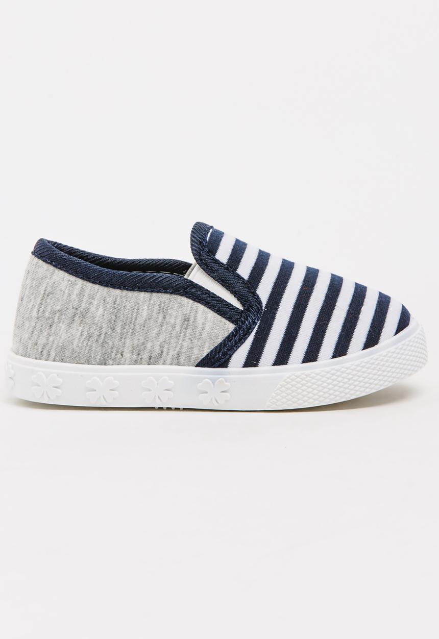 Pop Candy - Girls Stripe Slip On Sneaker Navy