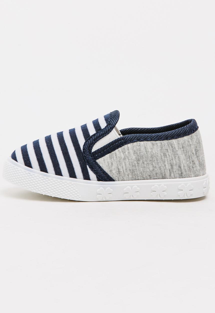 Pop Candy - Girls Stripe Slip On Sneaker Navy