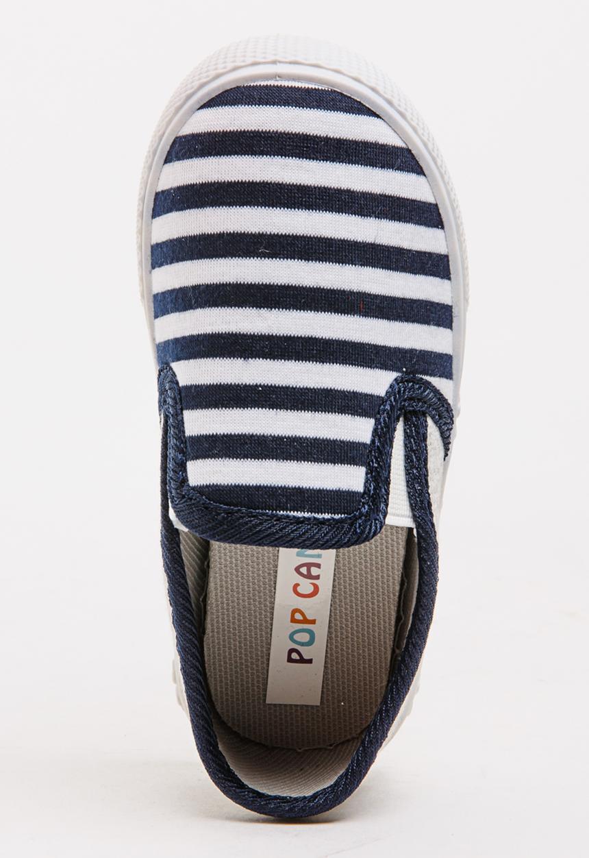 Pop Candy - Girls Stripe Slip On Sneaker Navy