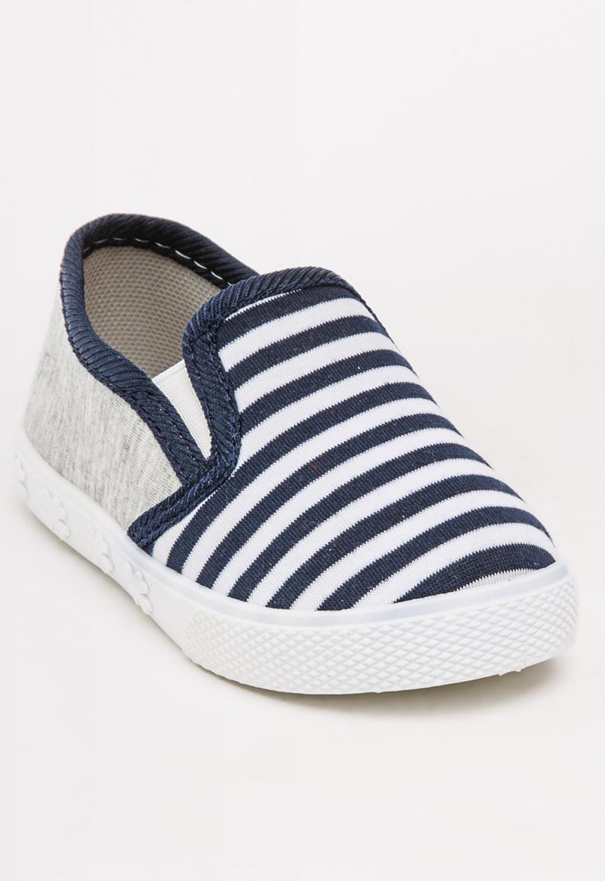 Pop Candy - Girls Stripe Slip On Sneaker Navy