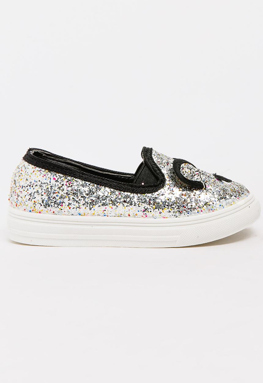 Pop Candy - Girls Glitter Sneaker Silver