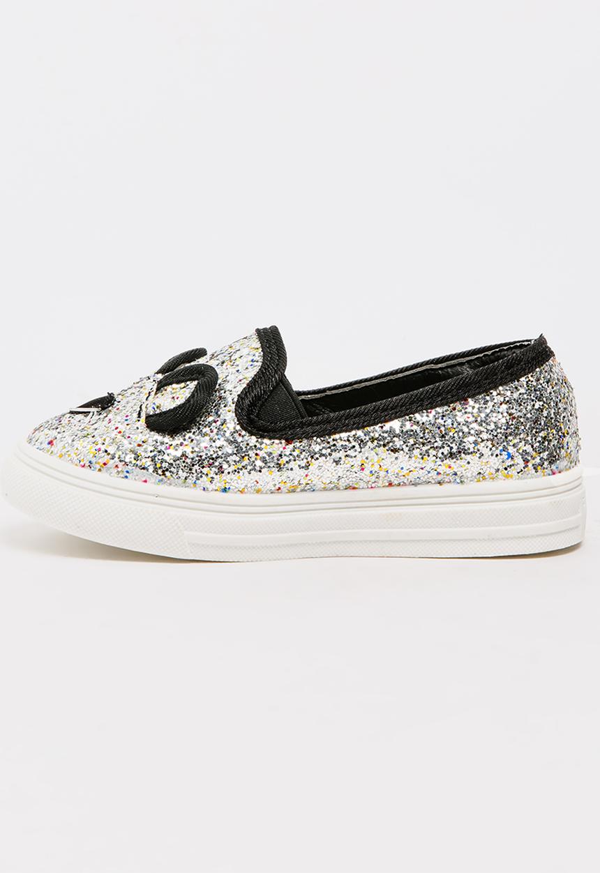 Pop Candy - Girls Glitter Sneaker Silver