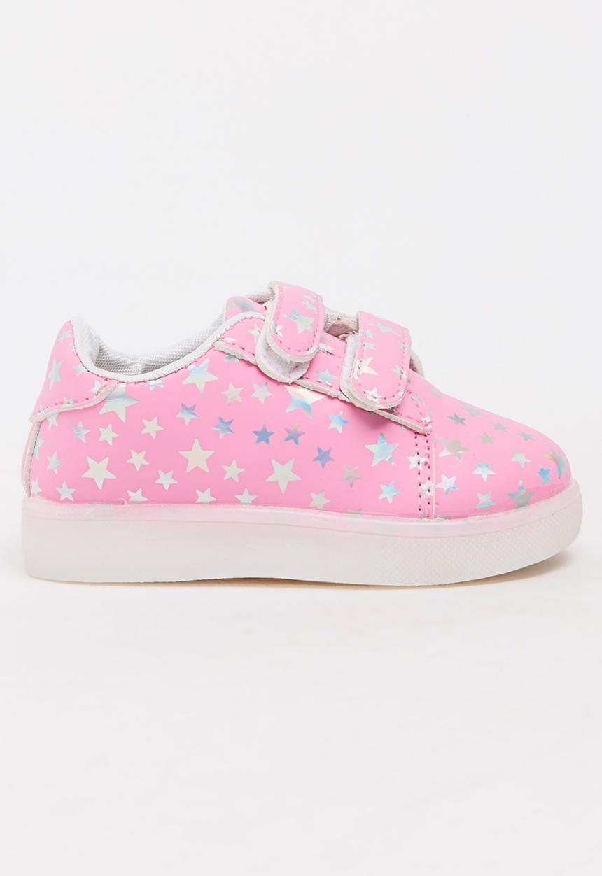 Pop Candy - Printed Stars Light Up  Sneaker Mid Pink