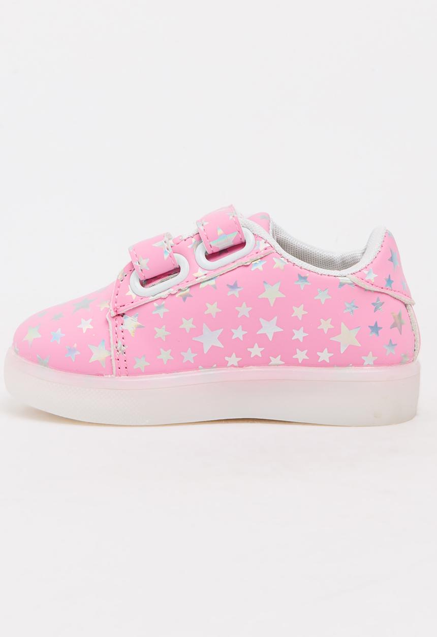 Pop Candy - Printed Stars Light Up  Sneaker Mid Pink