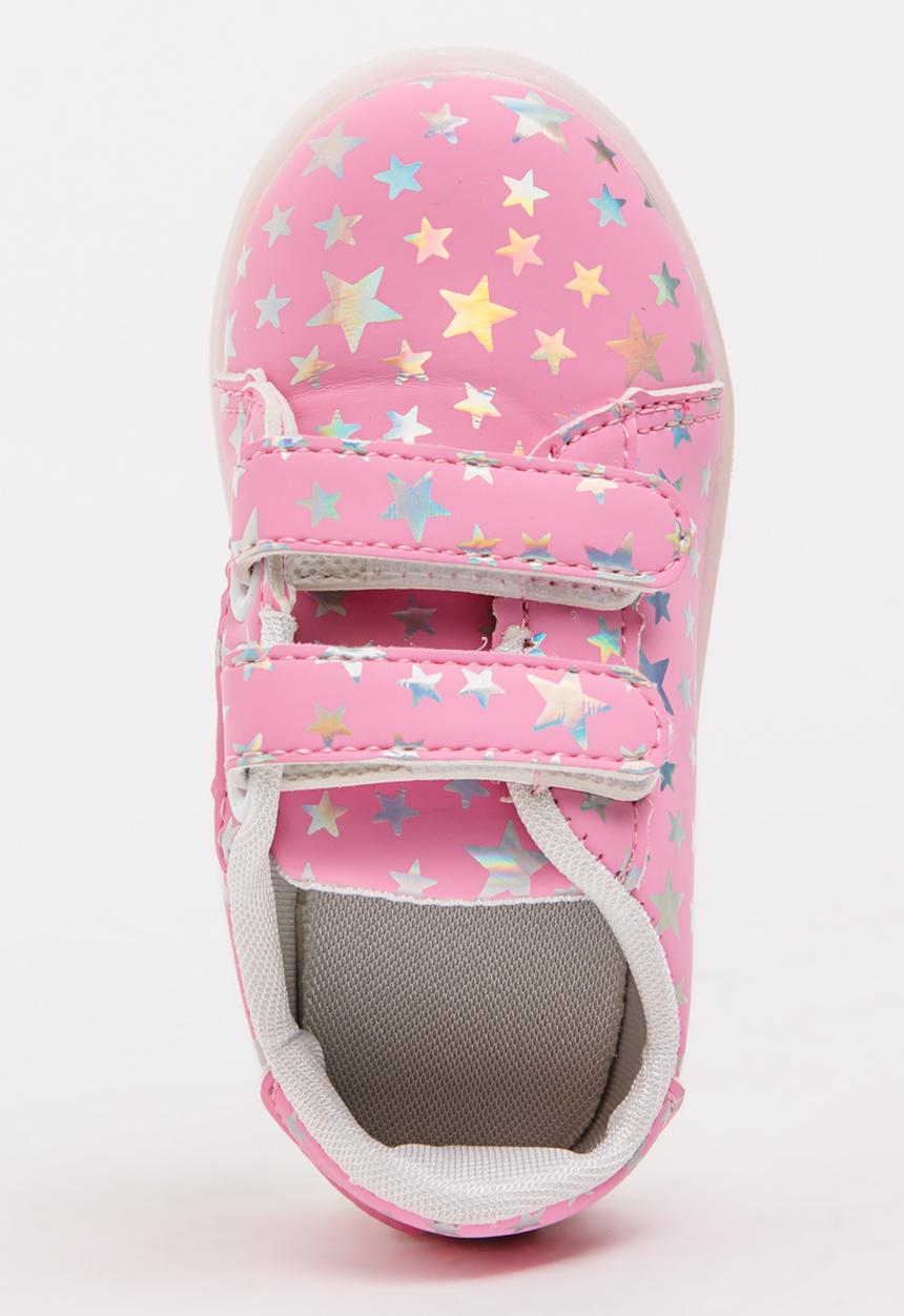 Pop Candy - Printed Stars Light Up  Sneaker Mid Pink