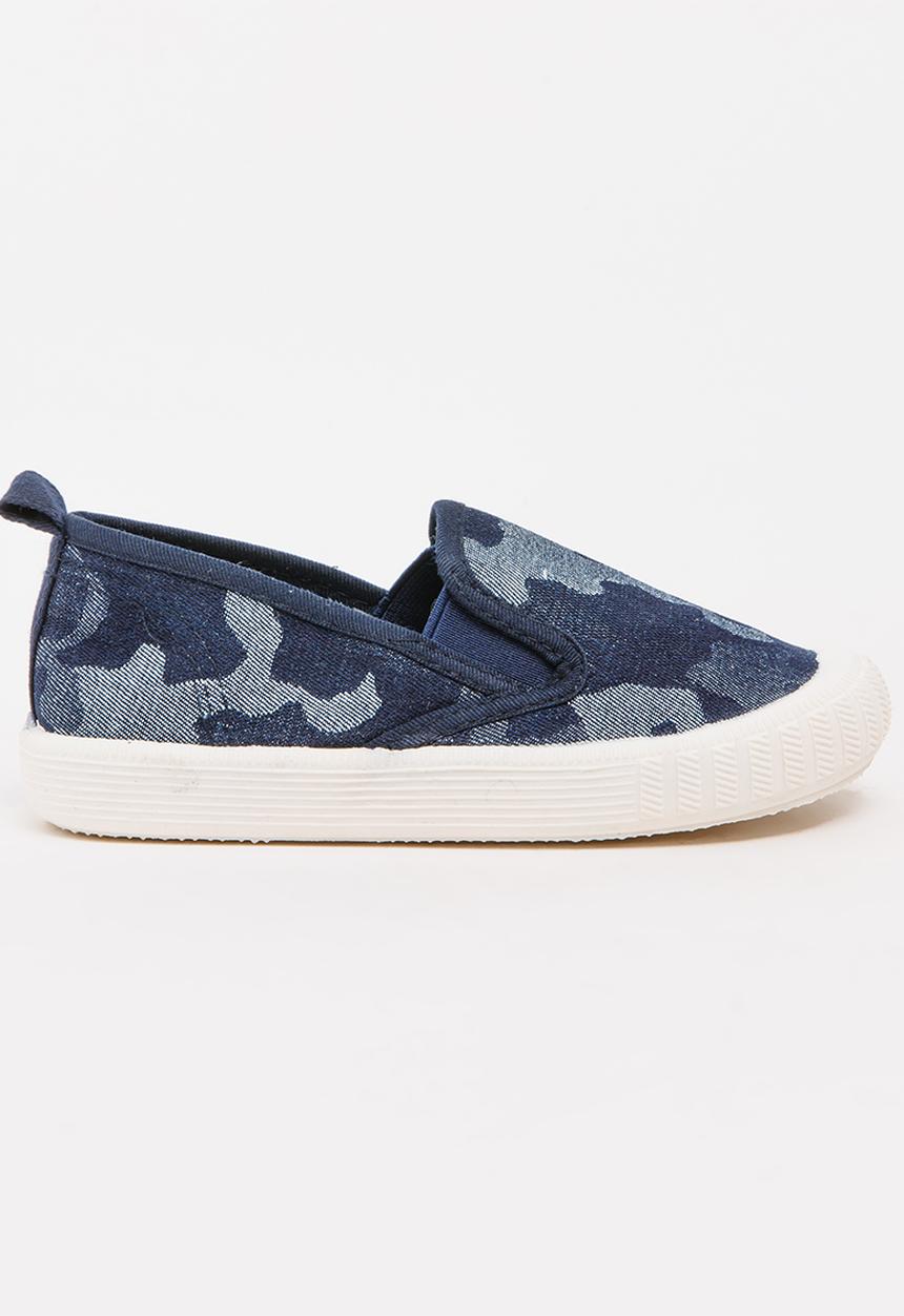 Pop Candy - Boys Camo Slip On Sneaker Blue
