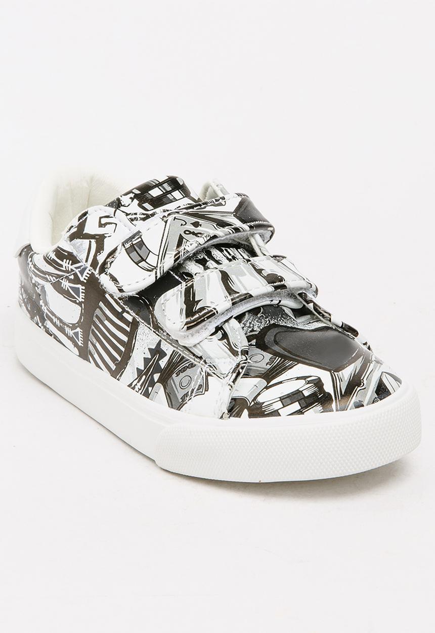 Pop Candy - Printed Slip On Sneaker Black and White