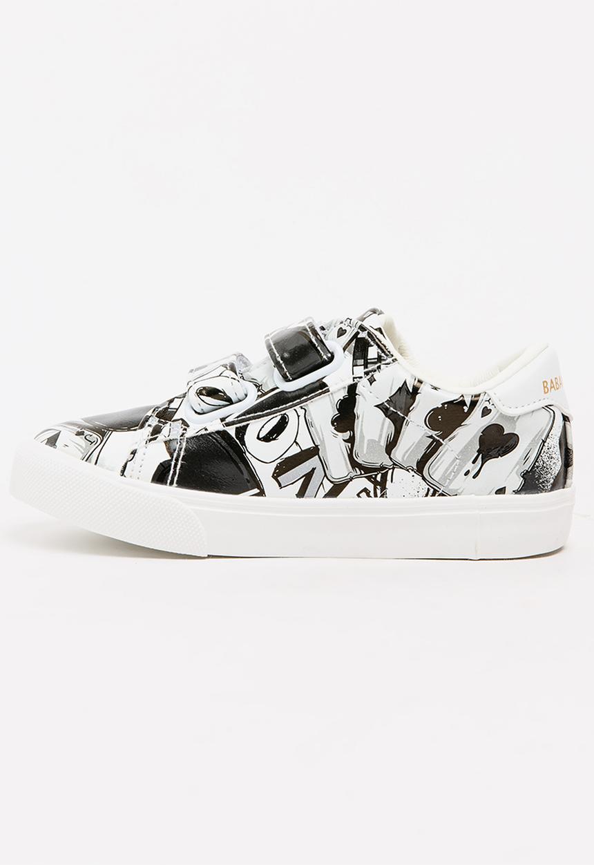 Pop Candy - Printed Slip On Sneaker Black and White