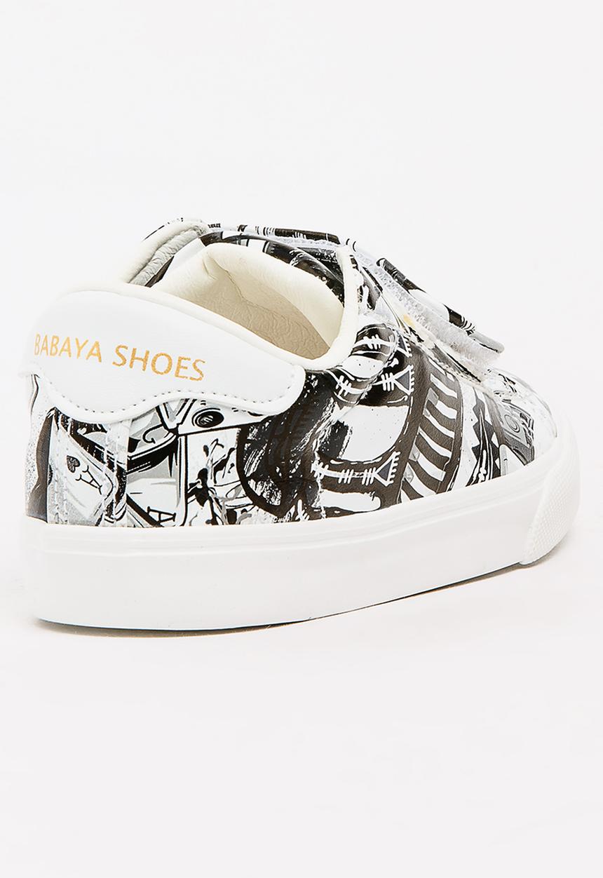 Pop Candy - Printed Slip On Sneaker Black and White