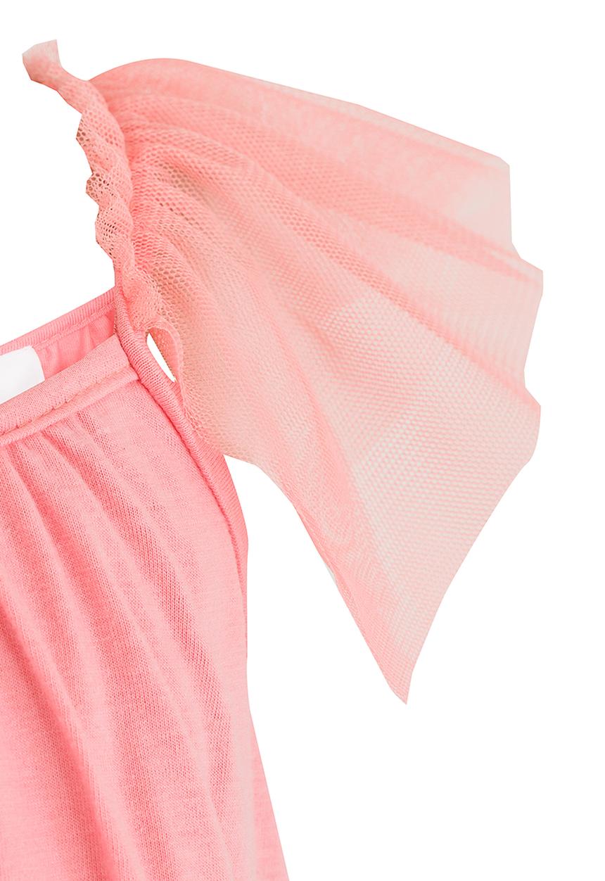 See-Saw - Spaghetti Top With Mesh Frill Pale Pink