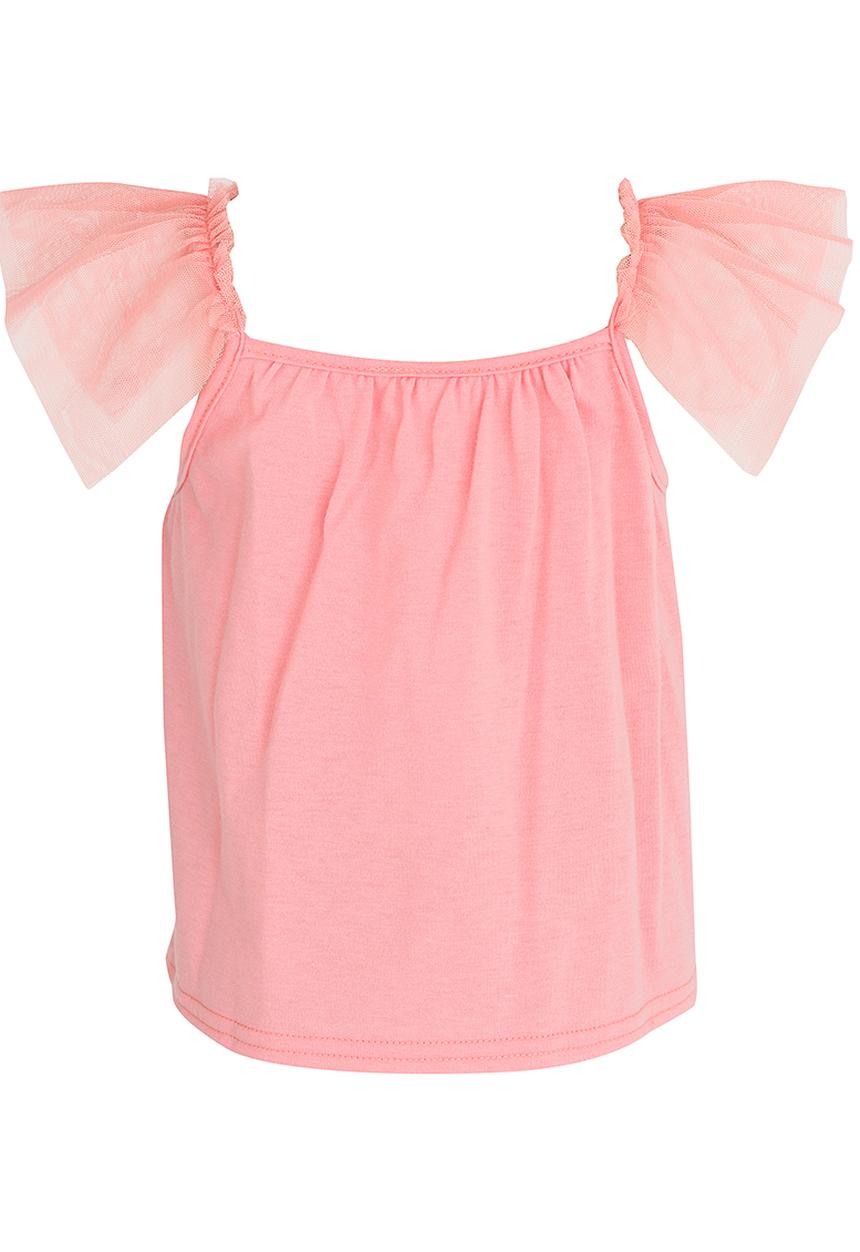See-Saw - Spaghetti Top With Mesh Frill Pale Pink