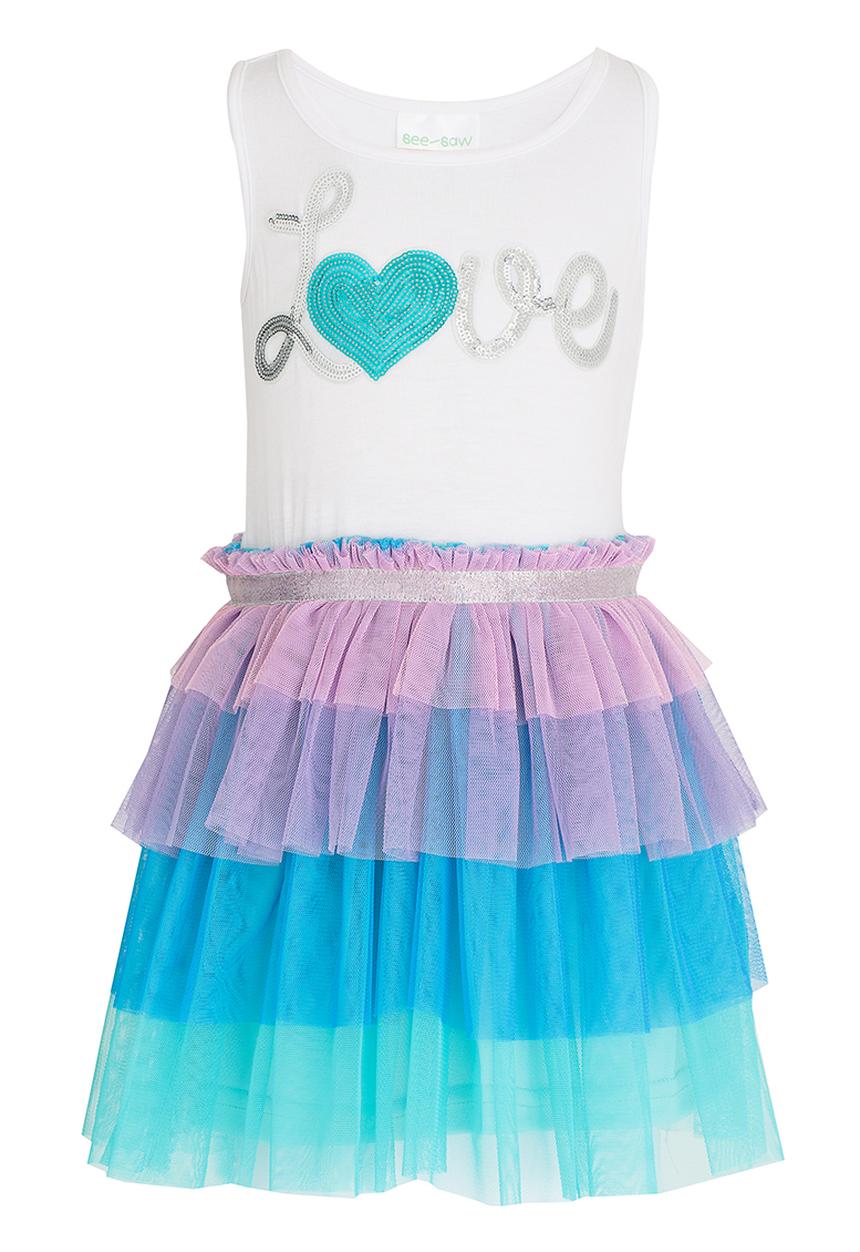 See-Saw - Tiered Mesh Dress Multi-colour