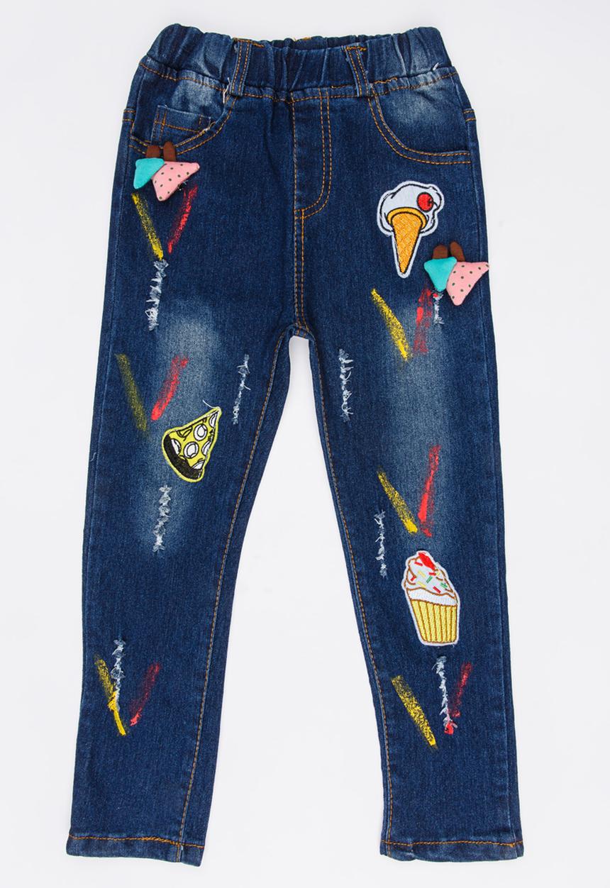 Pop Candy - Girls  Printed Denim Jean Blue
