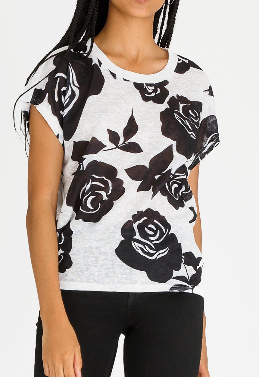 Revenge - Rose Tee Black and White