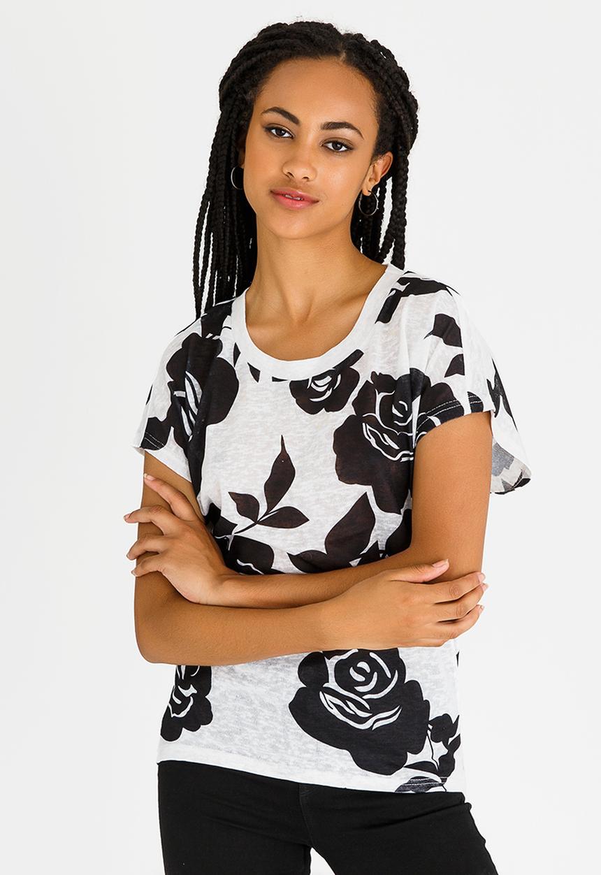 Revenge - Rose Tee Black and White