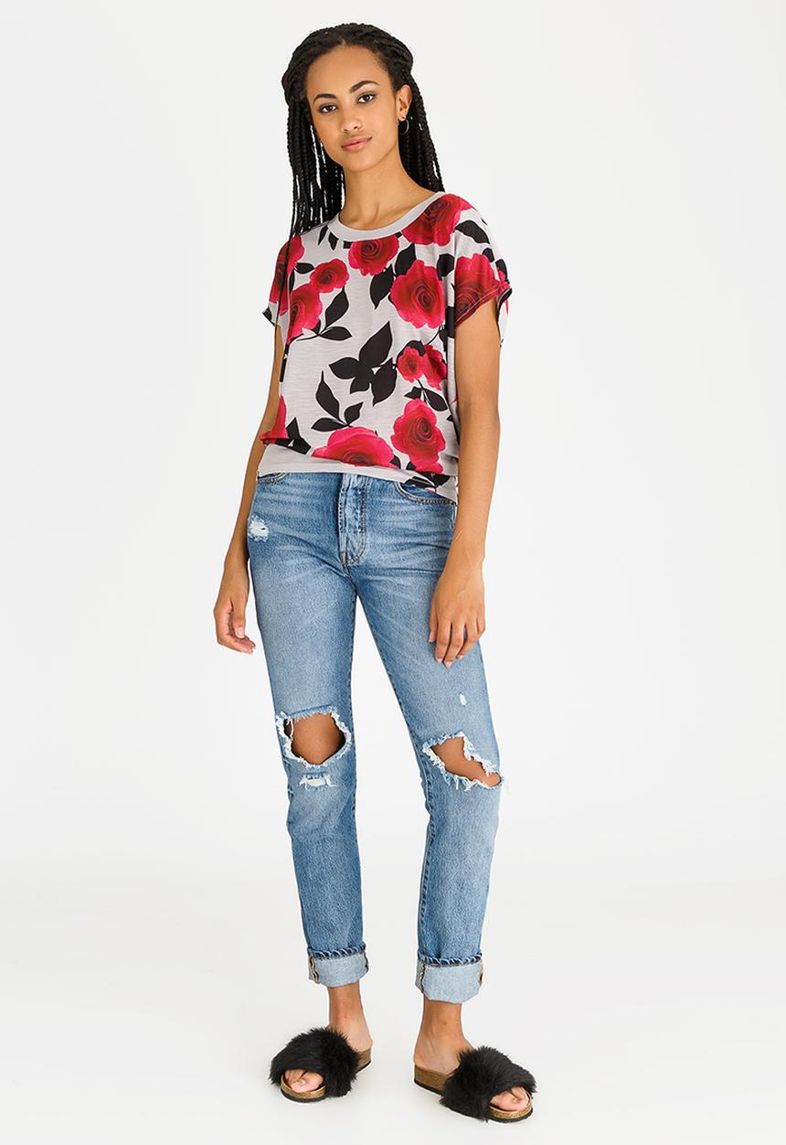 Revenge - Short Sleeve Rose Tee Multi-colour