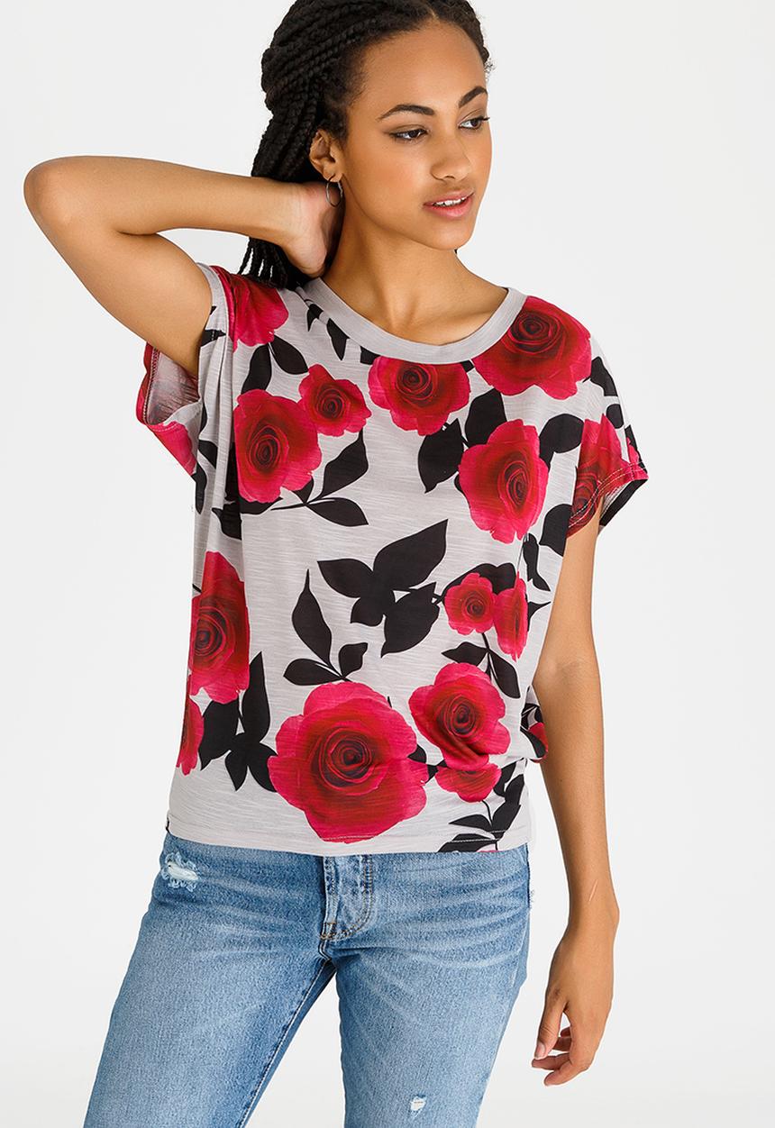 Revenge - Short Sleeve Rose Tee Multi-colour