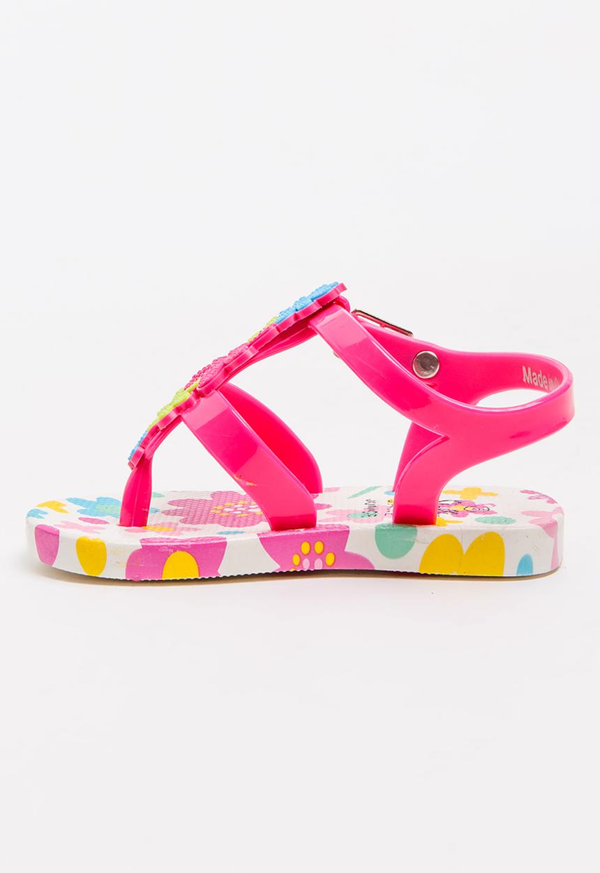 Foot Focus - Floral Sandal Dark Pink