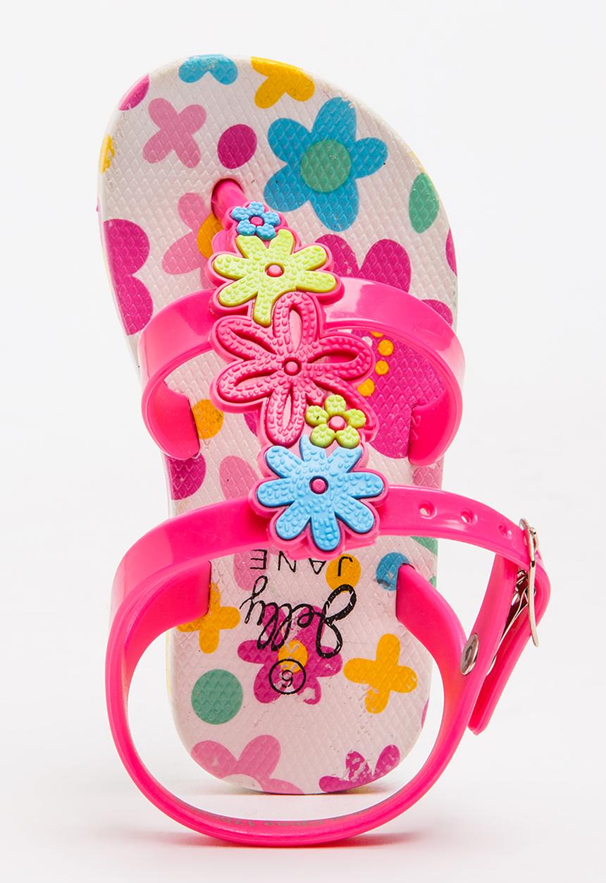 Foot Focus - Floral Sandal Dark Pink