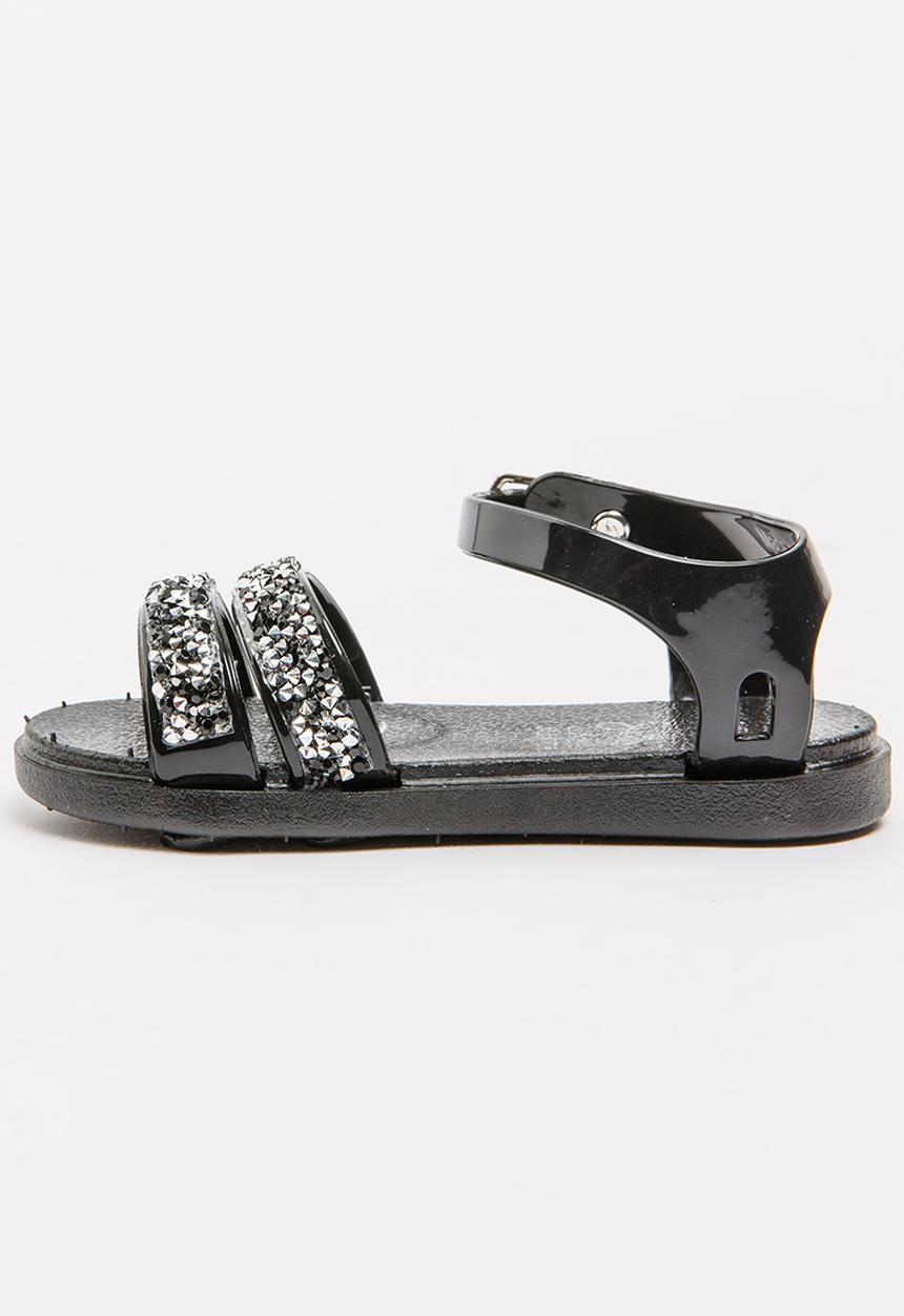 Foot Focus - Girls Glitter Sandal Black