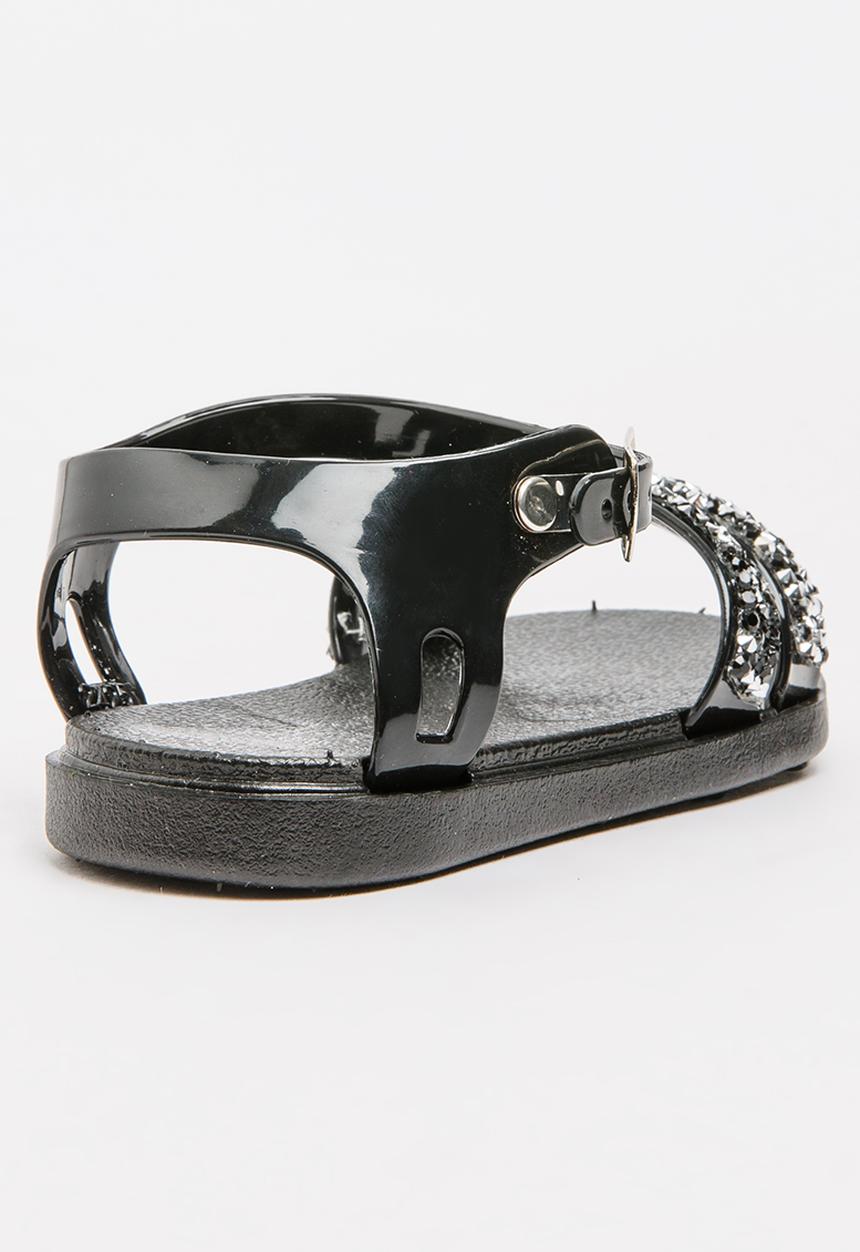 Foot Focus - Girls Glitter Sandal Black