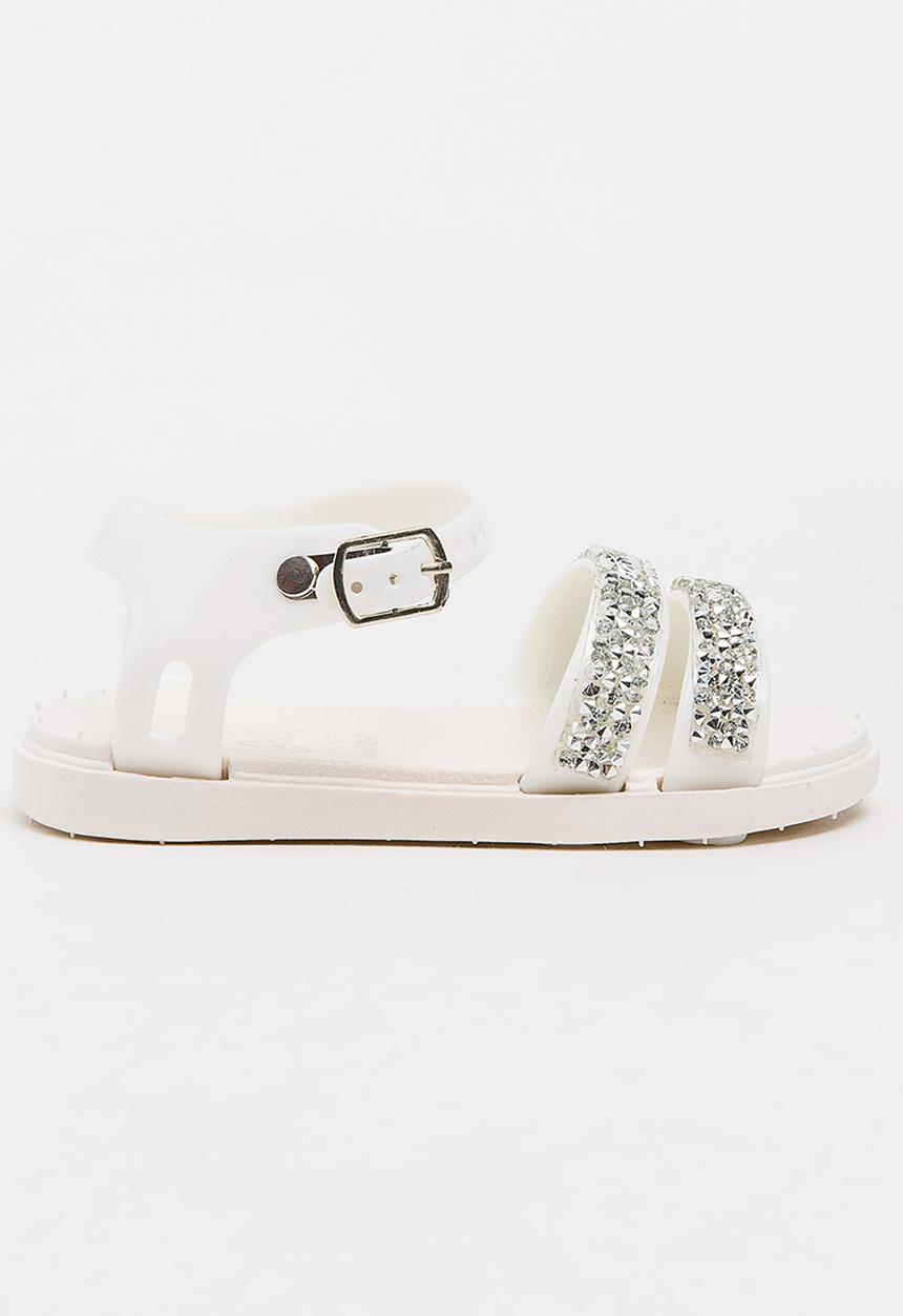 Foot Focus - Girls Glitter Sandal White