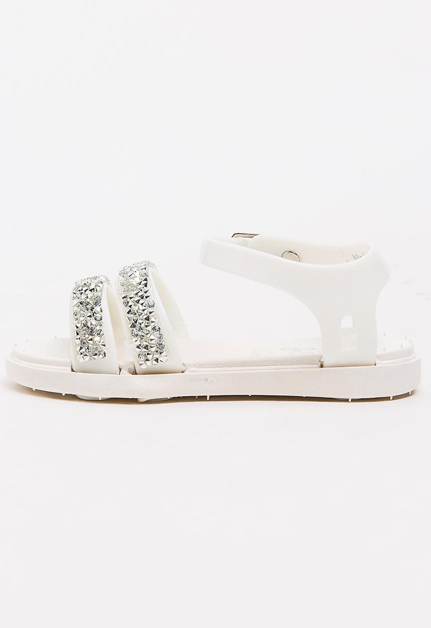 Foot Focus - Girls Glitter Sandal White