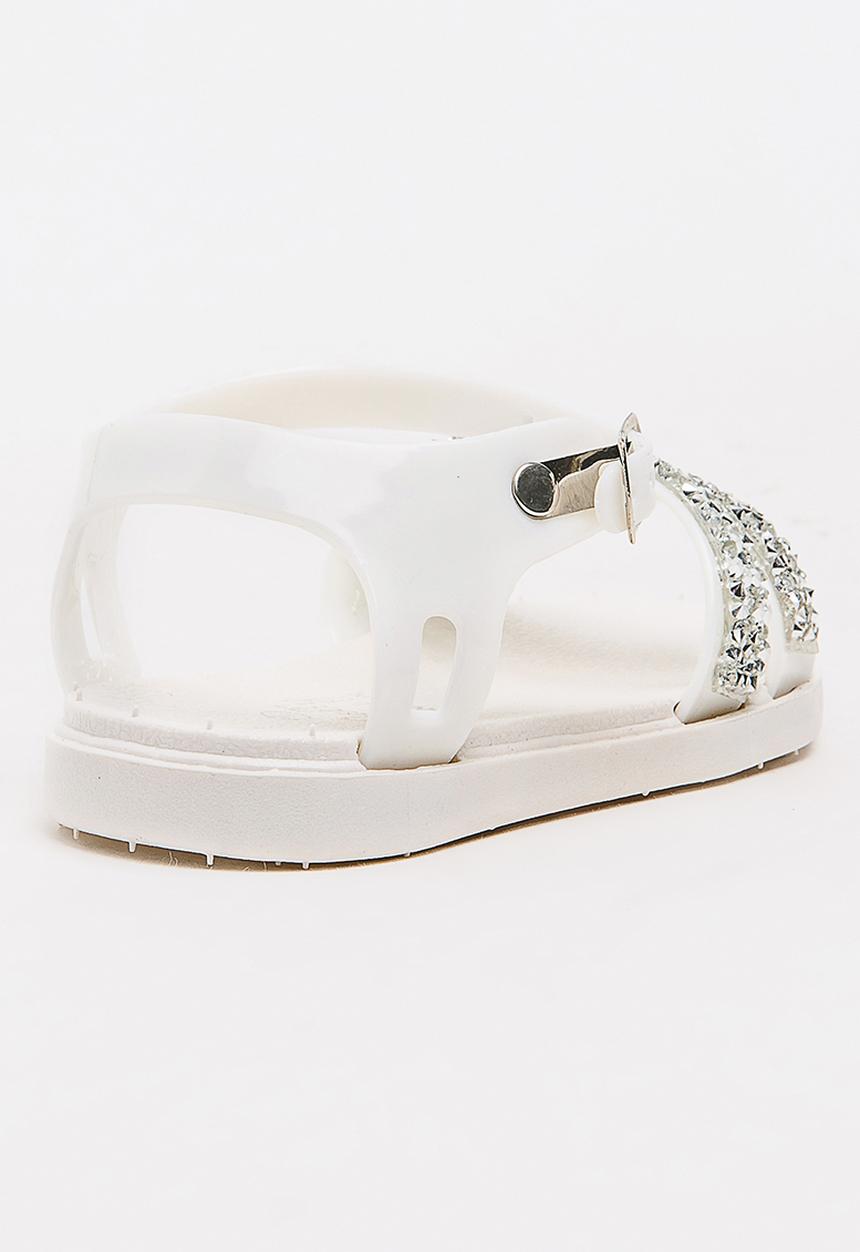 Foot Focus - Girls Glitter Sandal White