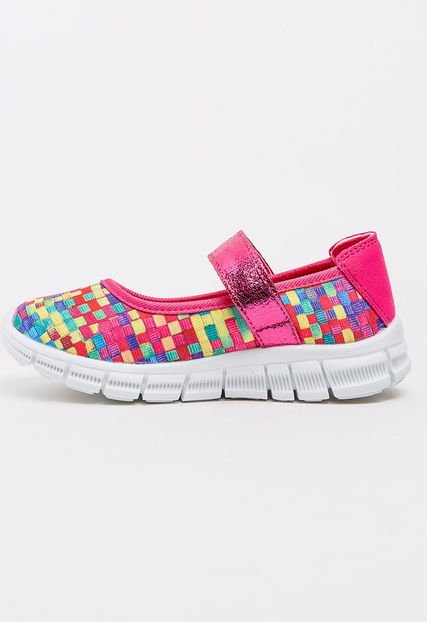 Foot Focus - Girls Sporty Pump Dark Pink