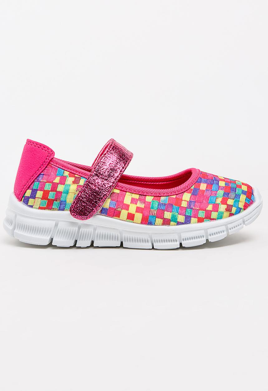 Foot Focus - Girls Sporty Pump Dark Pink